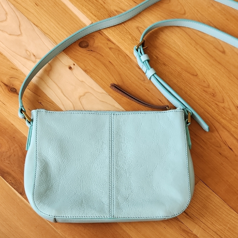 Light Blue Leather Crossbody Bag